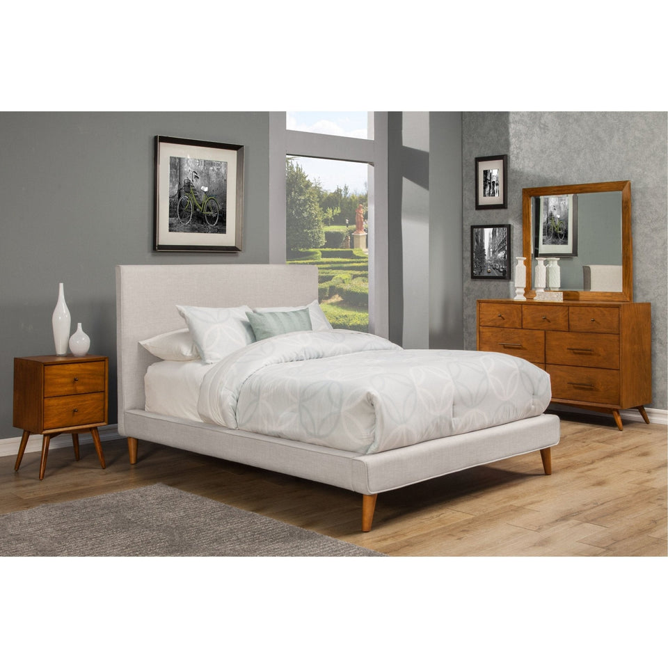 Britney Bed, Light Grey Linen - PlushBeds