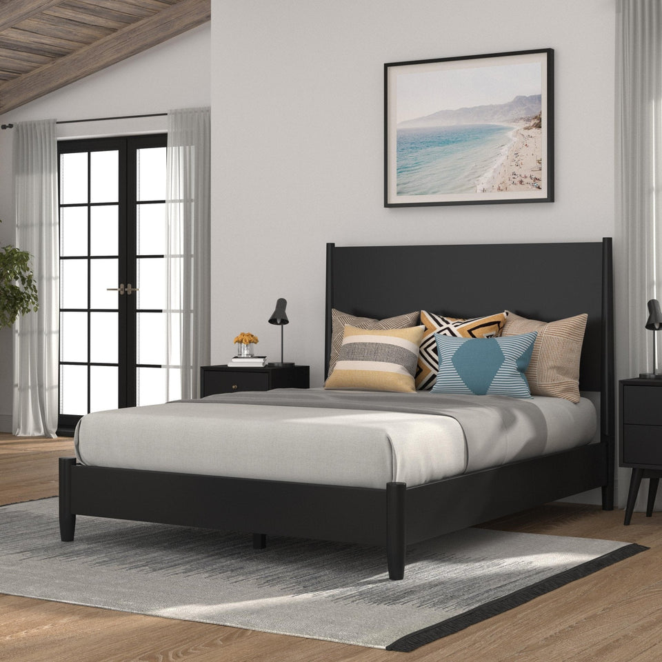 Flynn Panel Bed, Black - PlushBeds